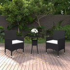 vidaXL Salon de jardin 3 pièces en rotin pour patio et conversation