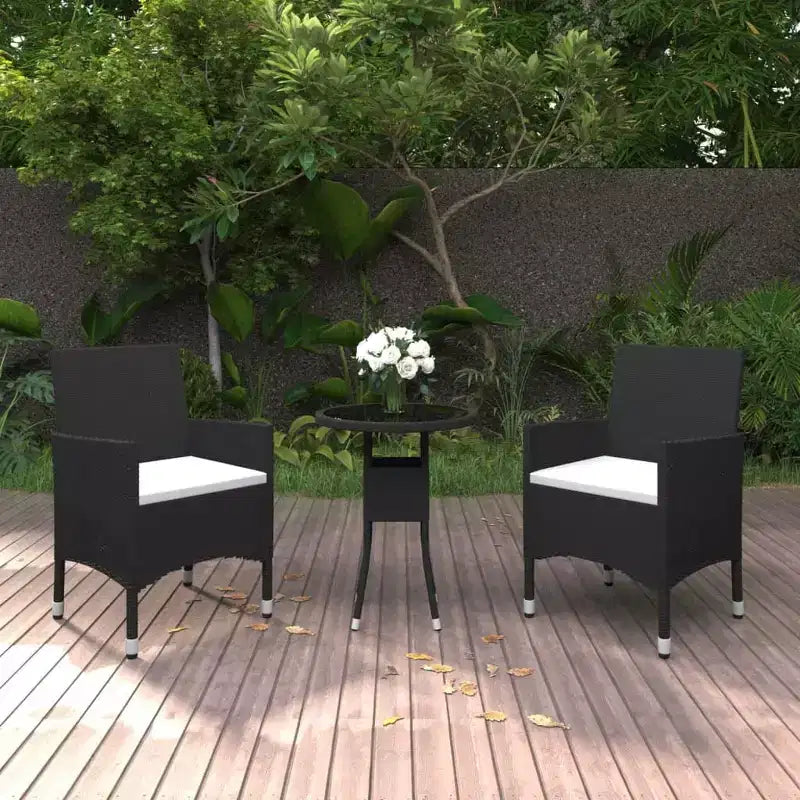 vidaXL Salon de jardin 3 pièces en rotin pour patio et conversation