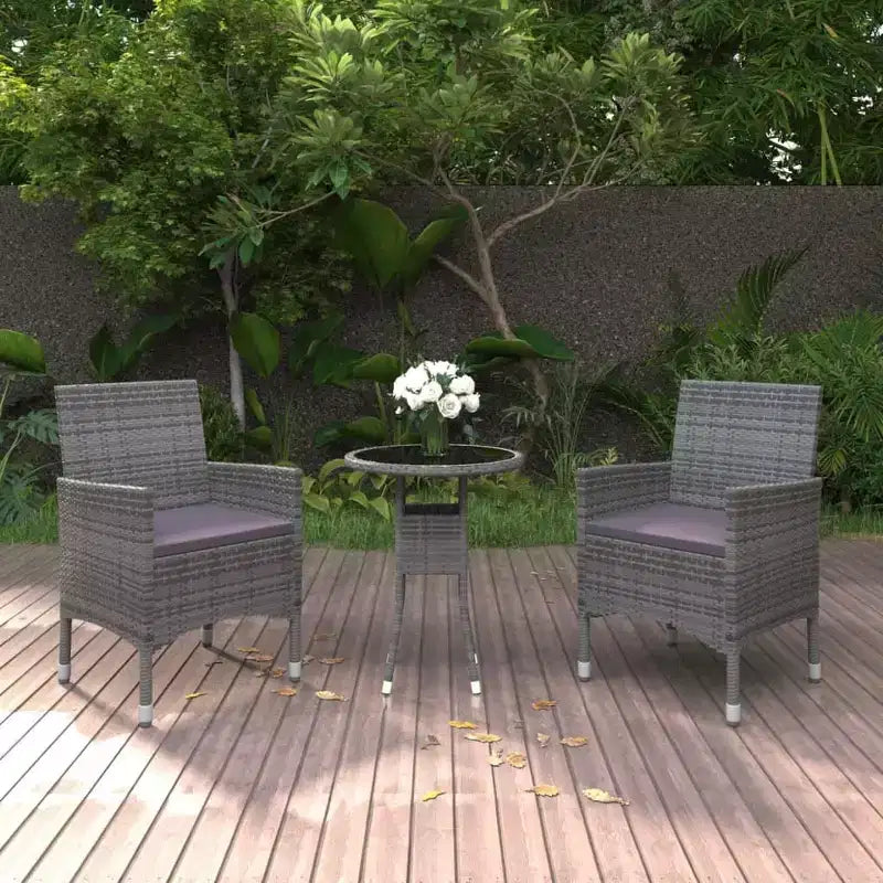 vidaXL Salon de jardin 3 pièces en rotin pour patio et conversation