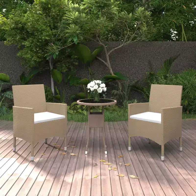 vidaXL Salon de jardin 3 pièces en rotin pour patio et conversation