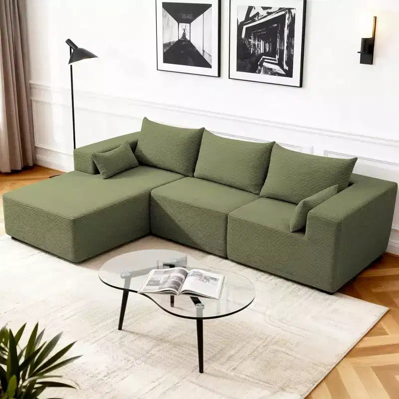 Hyleory Canapé Modulaire d'Angle en L avec Méridienne, Emballage Compressé