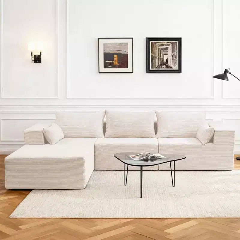 Hyleory Modern L-Shaped Modular Sectional Sofa Set with Chaise, Compressed Packaging