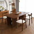Modern Rustic Dining Set with 78 Rectangular Storage-Base Table and 4 PU Cushioned Chairs for Kitchen and Dining Room-Panipeachy