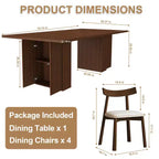 Ensemble de salle à manger rustique moderne avec table rectangulaire de 78 pouces avec base de rangement et 4 chaises rembourrées en PU pour cuisine et salle à manger-Panipeachy
