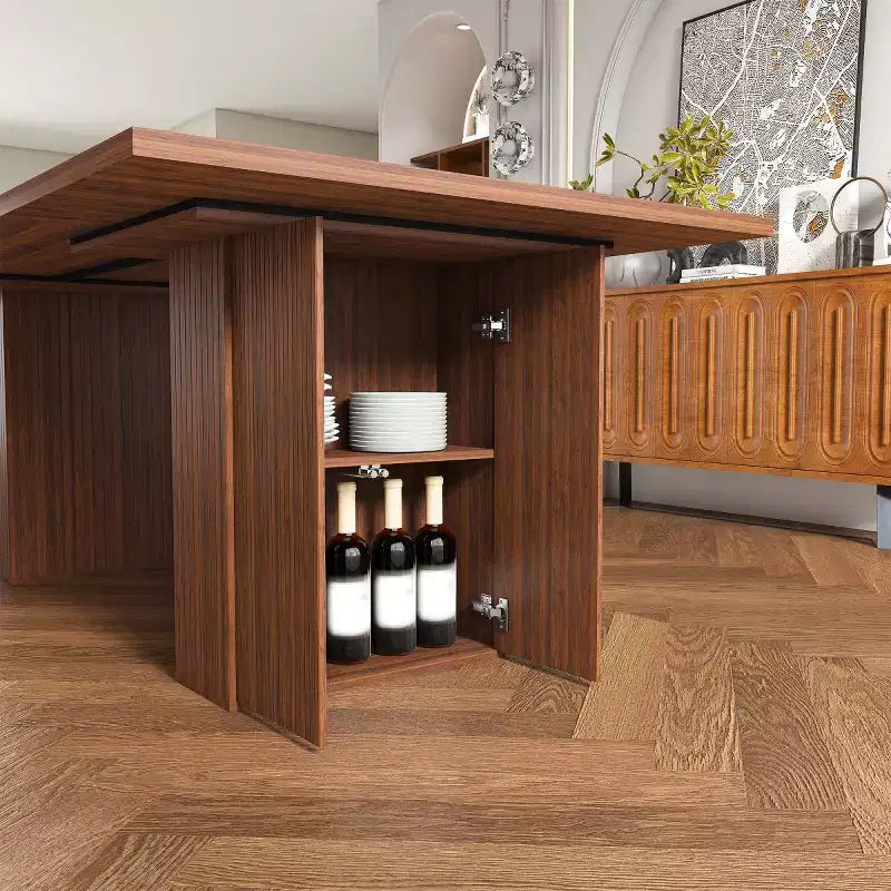 Ensemble de salle à manger rustique moderne avec table rectangulaire de 78 pouces avec base de rangement et 4 chaises rembourrées en PU pour cuisine et salle à manger-Panipeachy