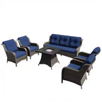 Ensemble de brasero d'extérieur UPTIOT 7 pièces tout temps avec canapé 3 places, fauteuils et table