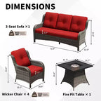 Ensemble de brasero d'extérieur UPTIOT 7 pièces tout temps avec canapé 3 places, fauteuils et table