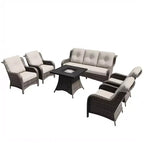 Ensemble de brasero d'extérieur UPTIOT 7 pièces tout temps avec canapé 3 places, fauteuils et table