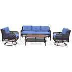CLIHOME Ensemble de meubles de patio 4 pièces comprenant un canapé en rotin et des fauteuils pivotants, salon de jardin 5 places en rotin pour l'extérieur
