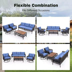 CLIHOME Ensemble de meubles de patio 4 pièces comprenant un canapé en rotin et des fauteuils pivotants, salon de jardin 5 places en rotin pour l'extérieur