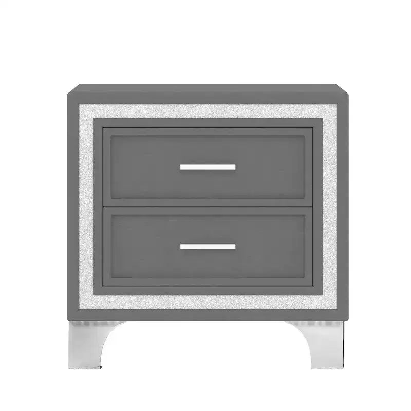 Ensembles 3 pièces Whisen, lit plateforme rembourré taille Queen et deux tables de chevet