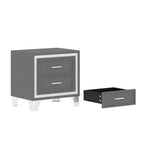 Ensembles 3 pièces Whisen, lit plateforme rembourré taille Queen et deux tables de chevet