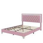 Ensembles 3 pièces Whisen, lit plateforme rembourré taille Queen et deux tables de chevet