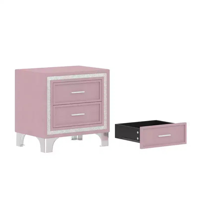 Ensembles 3 pièces Whisen, lit plateforme rembourré taille Queen et deux tables de chevet