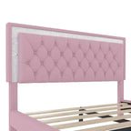 Ensembles 3 pièces Whisen, lit plateforme rembourré taille Queen et deux tables de chevet