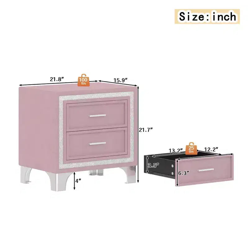Ensembles 3 pièces Whisen, lit plateforme rembourré taille Queen et deux tables de chevet