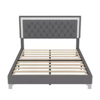 Ensembles 3 pièces Whisen, lit plateforme rembourré taille Queen et deux tables de chevet