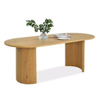Ensemble de salle à manger 6 places, chaises de salle à manger rembourrées avec dossiers en rotin et table ovale avec finition en bois naturel, pour cuisine ou salle à manger - Panipeachy