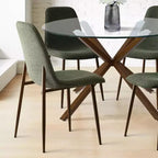 Olive+Oslo Ensemble de salle à manger 5 pièces pour 4, Table à manger ronde en verre avec 4 chaises de salle à manger rembourrées Pieds noyer-Panipeachy