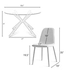 Olive+Oslo Ensemble de salle à manger 5 pièces pour 4, Table à manger ronde en verre avec 4 chaises de salle à manger rembourrées Pieds noyer-Panipeachy