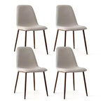 Olive+Oslo Ensemble de salle à manger 5 pièces pour 4, Table à manger ronde en verre avec 4 chaises de salle à manger rembourrées Pieds noyer-Panipeachy
