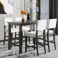5 Piece Dining Table Set Counter Height Dining Set with Classic Elegant Rectangel Table and 4 Padded Chairs for Kitchen Dining Room