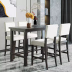 5 Piece Dining Table Set Counter Height Dining Set with Classic Elegant Rectangel Table and 4 Padded Chairs for Kitchen Dining Room