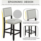 Ensemble de salle à manger 5 pièces, ensemble de salle à manger hauteur comptoir avec table rectangulaire classique élégante et 4 chaises rembourrées pour cuisine salle à manger