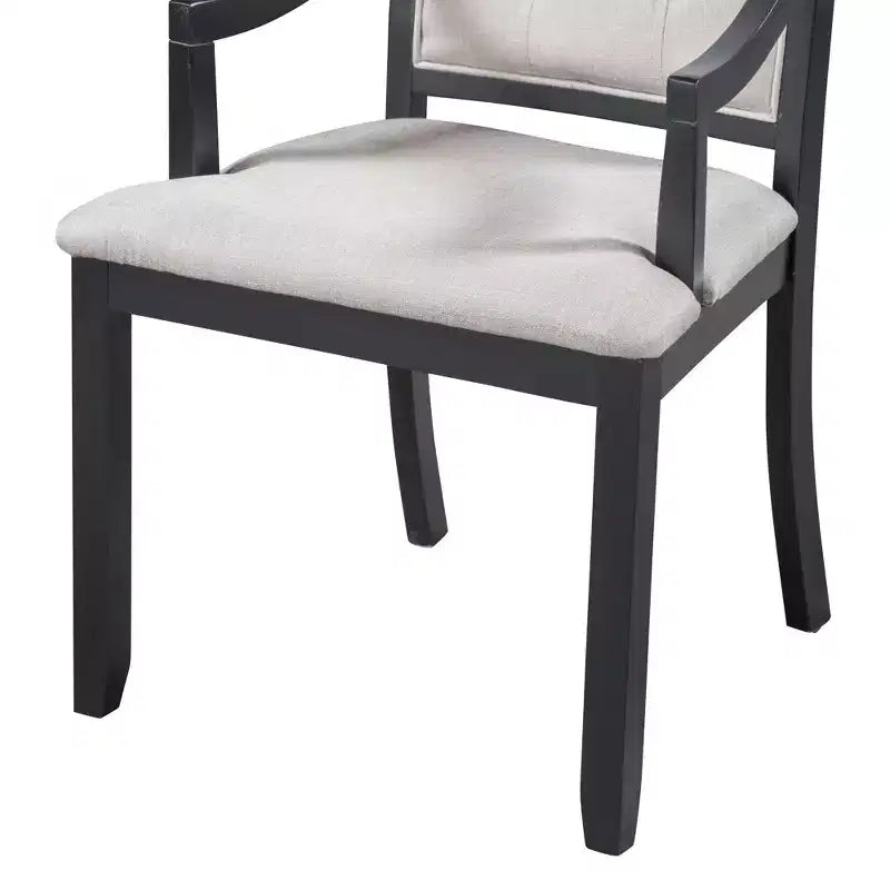 Ensemble de salle à manger rond de style ferme pour 4 personnes, table de cuisine extensible en bois avec 4 chaises rembourrées