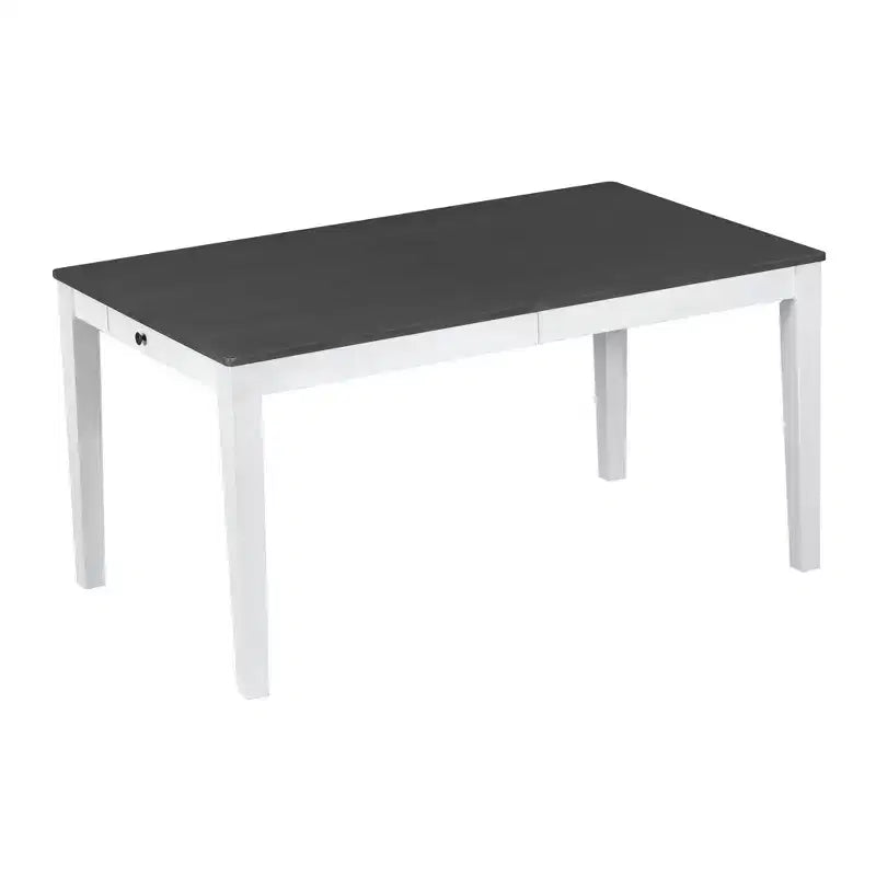 Ensemble de salle à manger rustique extensible pour 6 personnes, table à manger rectangulaire 7 pièces avec 6 chaises rembourrées, ensemble de table de cuisine avec 2 tiroirs