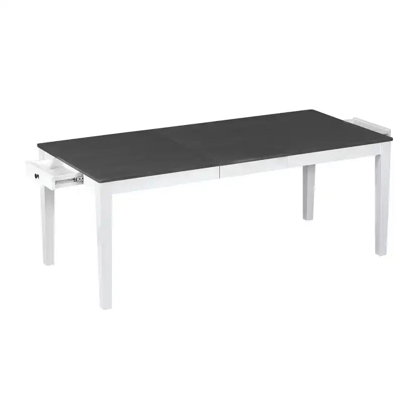 Ensemble de salle à manger rustique extensible pour 6 personnes, table à manger rectangulaire 7 pièces avec 6 chaises rembourrées, ensemble de table de cuisine avec 2 tiroirs
