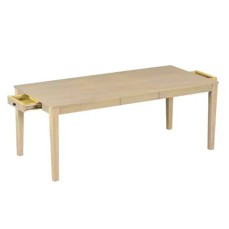 Ensemble de salle à manger rustique extensible pour 6 personnes, table à manger rectangulaire 7 pièces avec 6 chaises rembourrées, ensemble de table de cuisine avec 2 tiroirs