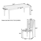 Ensemble de salle à manger rustique extensible pour 6 personnes, table à manger rectangulaire 7 pièces avec 6 chaises rembourrées, ensemble de table de cuisine avec 2 tiroirs