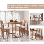 Ensemble de salle à manger 5 pièces à hauteur de comptoir pour 4 personnes, ensemble table de bar en bois de style ferme avec 4 chaises rembourrées pour petits espaces