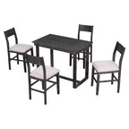 Ensemble de salle à manger 5 pièces à hauteur de comptoir pour 4 personnes, ensemble table de bar en bois de style ferme avec 4 chaises rembourrées pour petits espaces