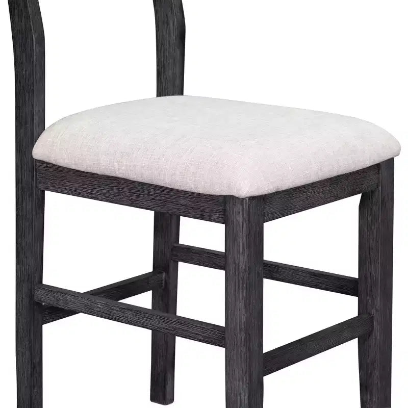 Ensemble de salle à manger 5 pièces à hauteur de comptoir pour 4 personnes, ensemble table de bar en bois de style ferme avec 4 chaises rembourrées pour petits espaces