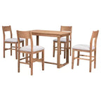 Ensemble de salle à manger 5 pièces à hauteur de comptoir pour 4 personnes, ensemble table de bar en bois de style ferme avec 4 chaises rembourrées pour petits espaces