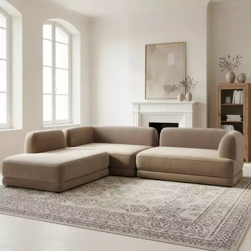 Christopher Knight Home Doyoung Canapé d'angle moderne 3 places en L de 115 po