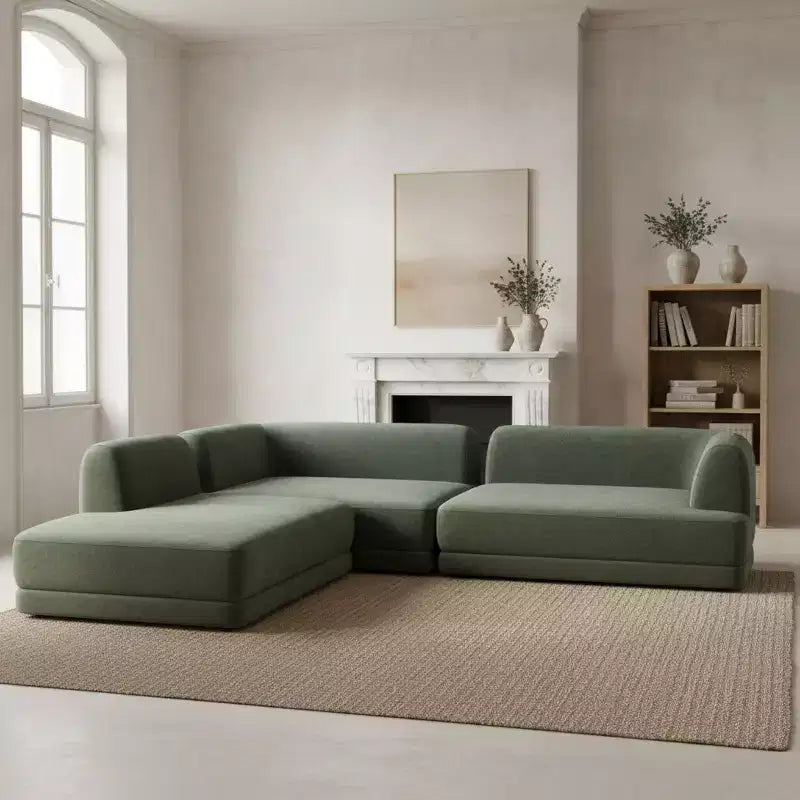 Christopher Knight Home Doyoung Canapé d'angle moderne 3 places en L de 115 po