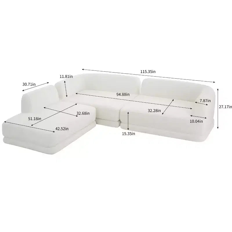 Christopher Knight Home Doyoung Canapé d'angle moderne 3 places en L de 115 po