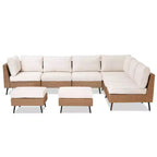 LAUSAINT HOME Ensemble de meubles de patio 8 pièces en osier pour canapé sectionnel, pour jardin et arrière-cour, résistant aux intempéries