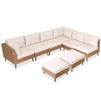 LAUSAINT HOME Ensemble de meubles de patio 8 pièces en osier pour canapé sectionnel, pour jardin et arrière-cour, résistant aux intempéries