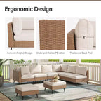 LAUSAINT HOME Ensemble de meubles de patio 8 pièces en osier pour canapé sectionnel, pour jardin et arrière-cour, résistant aux intempéries