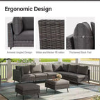LAUSAINT HOME Ensemble de meubles de patio 8 pièces en osier pour canapé sectionnel, pour jardin et arrière-cour, résistant aux intempéries