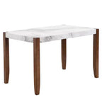 Ensemble de salle à manger en faux marbre pour 4 personnes, table à manger rectangulaire 5 pièces avec 4 chaises rembourrées pour petite cuisine