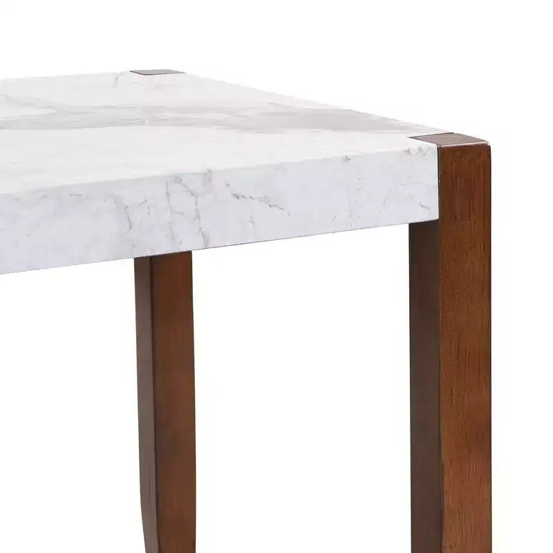 Ensemble de salle à manger en faux marbre pour 4 personnes, table à manger rectangulaire 5 pièces avec 4 chaises rembourrées pour petite cuisine