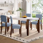 Ensemble de salle à manger en faux marbre pour 4 personnes, table à manger rectangulaire 5 pièces avec 4 chaises rembourrées pour petite cuisine