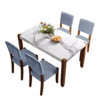 Ensemble de salle à manger en faux marbre pour 4 personnes, table à manger rectangulaire 5 pièces avec 4 chaises rembourrées pour petite cuisine