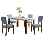 Ensemble de salle à manger en faux marbre pour 4 personnes, table à manger rectangulaire 5 pièces avec 4 chaises rembourrées pour petite cuisine