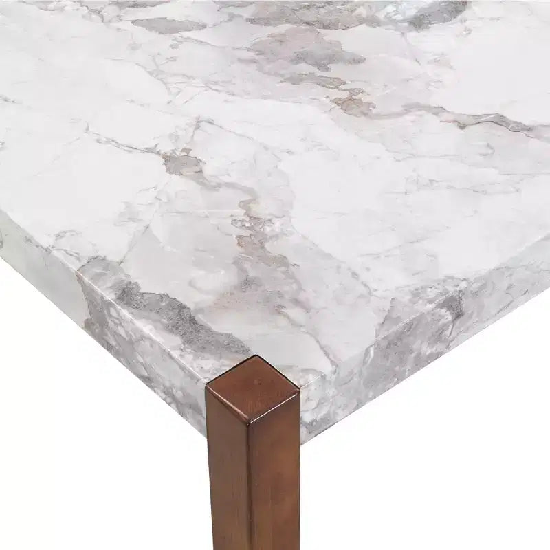 Ensemble de salle à manger en faux marbre pour 4 personnes, table à manger rectangulaire 5 pièces avec 4 chaises rembourrées pour petite cuisine